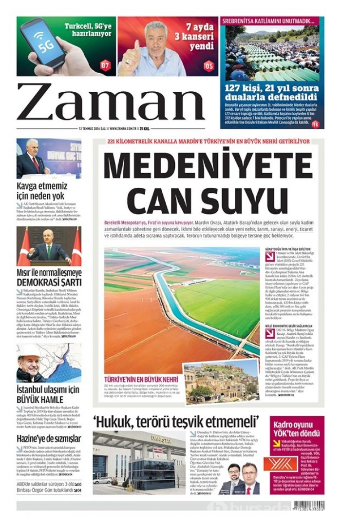 Günün gazete manşetleri - 12 Temmuz 2016
