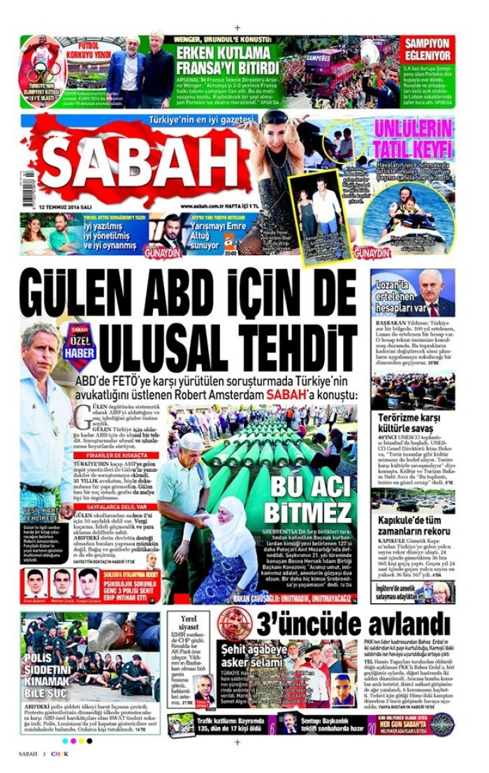 Günün gazete manşetleri - 12 Temmuz 2016