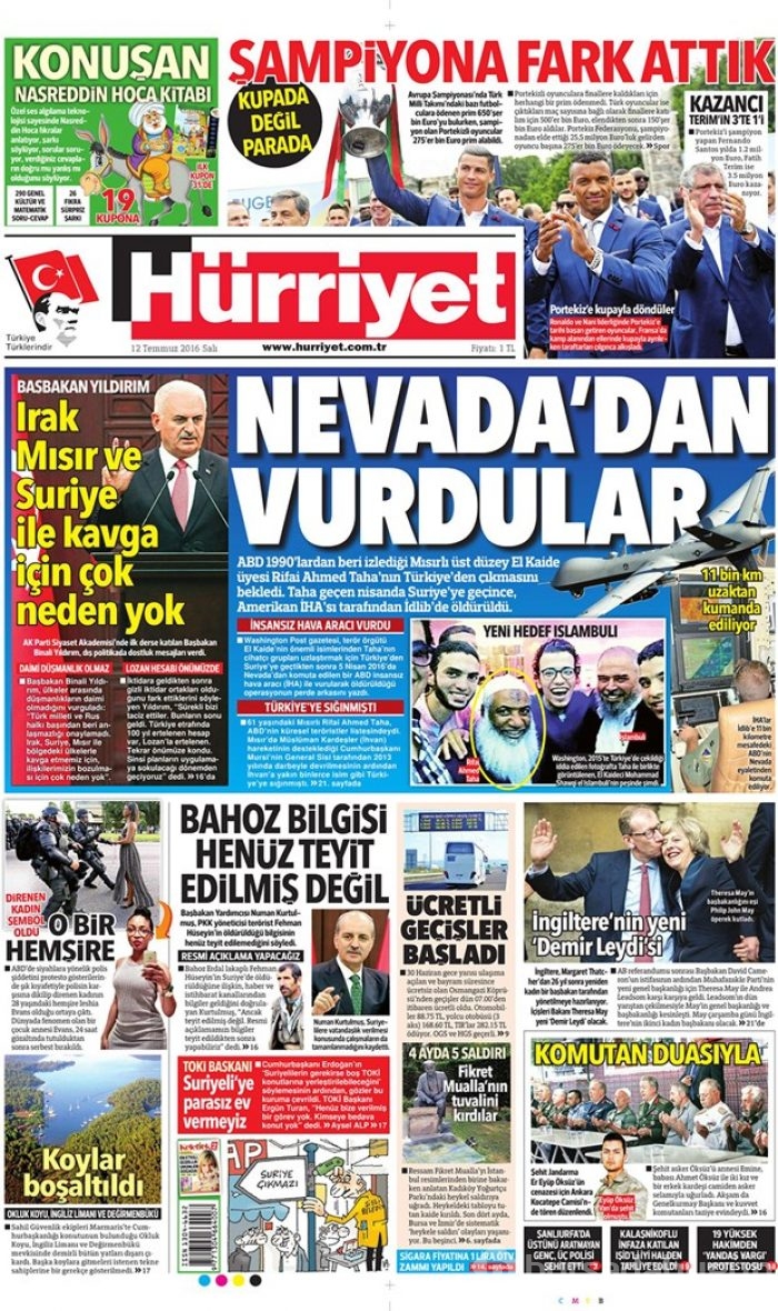 Günün gazete manşetleri - 12 Temmuz 2016