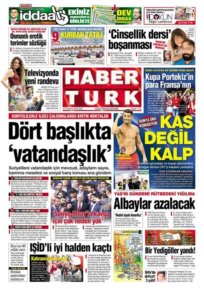 Günün gazete manşetleri - 12 Temmuz 2016