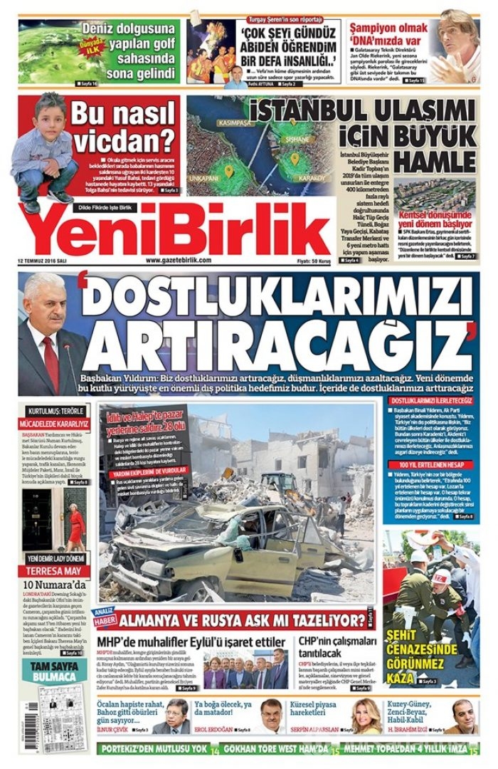 Günün gazete manşetleri - 12 Temmuz 2016