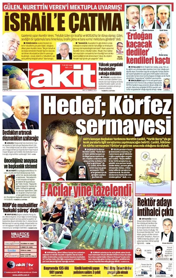 Günün gazete manşetleri - 12 Temmuz 2016