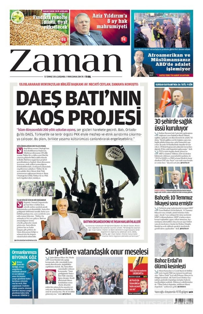 Günün gazete manşetleri - 13 Temmuz 2016