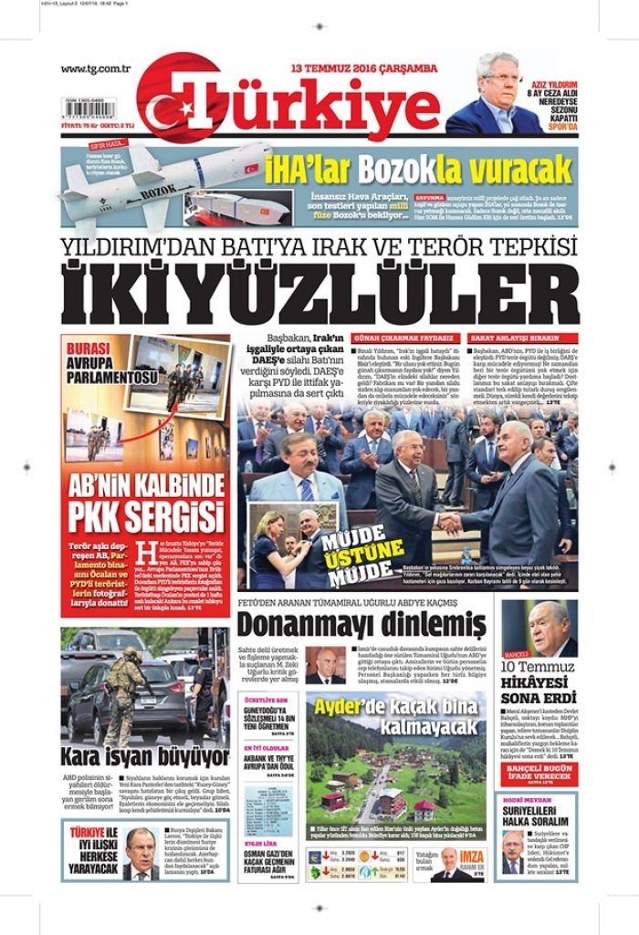 Günün gazete manşetleri - 13 Temmuz 2016