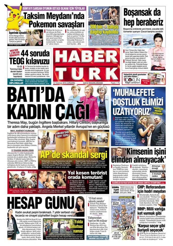 Günün gazete manşetleri - 13 Temmuz 2016