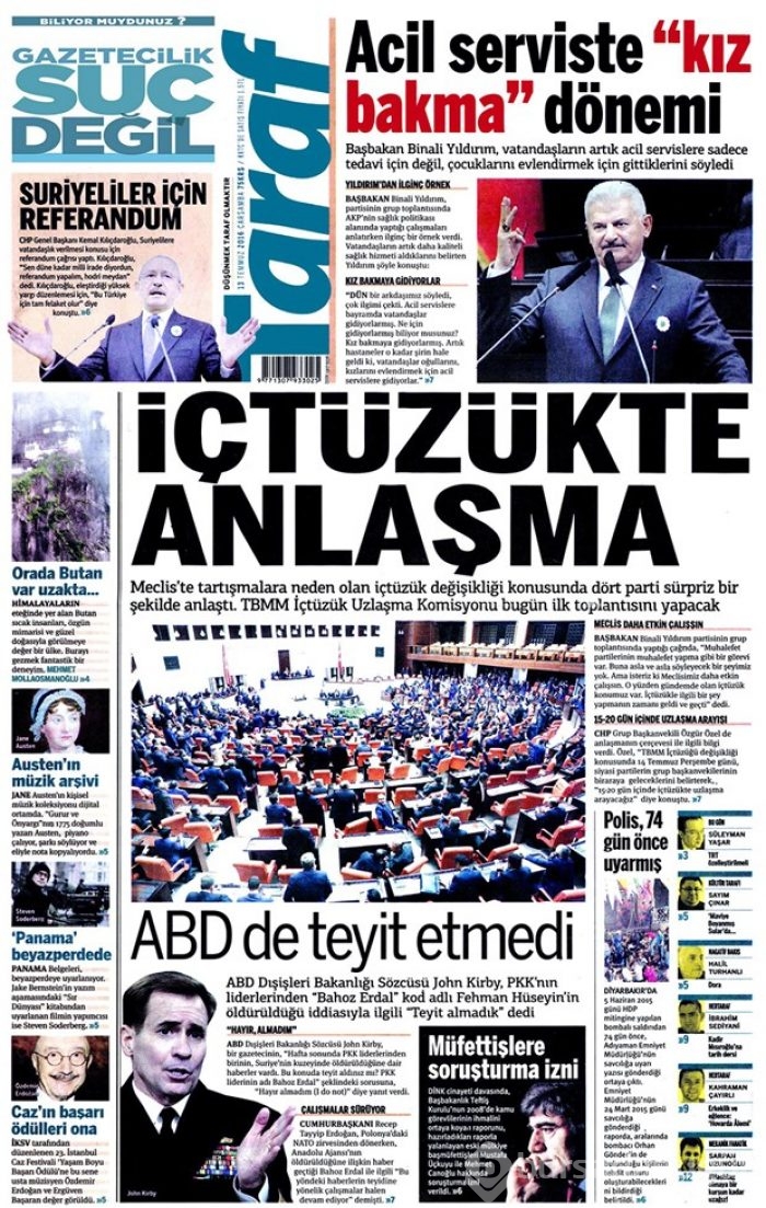 Günün gazete manşetleri - 13 Temmuz 2016