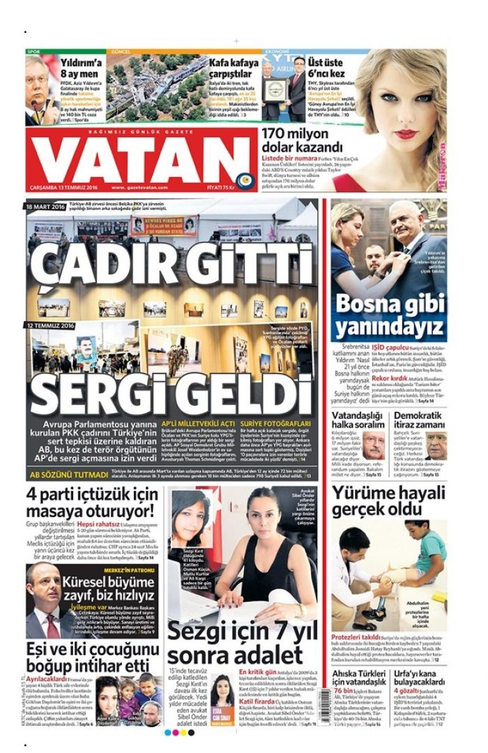 Günün gazete manşetleri - 13 Temmuz 2016