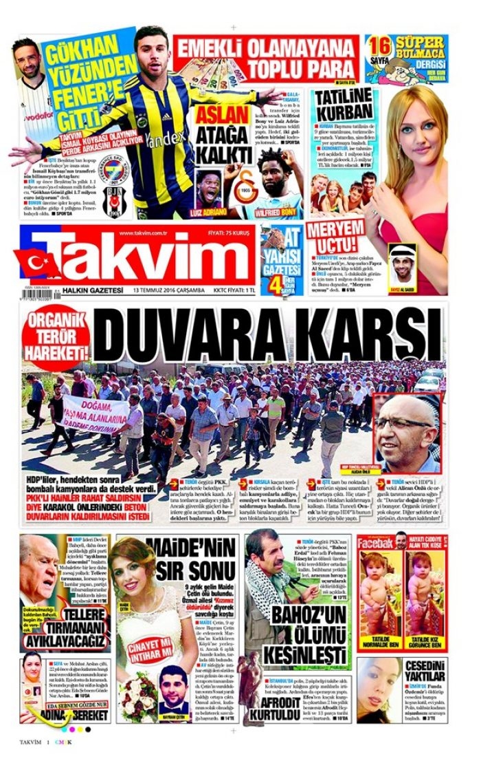 Günün gazete manşetleri - 13 Temmuz 2016