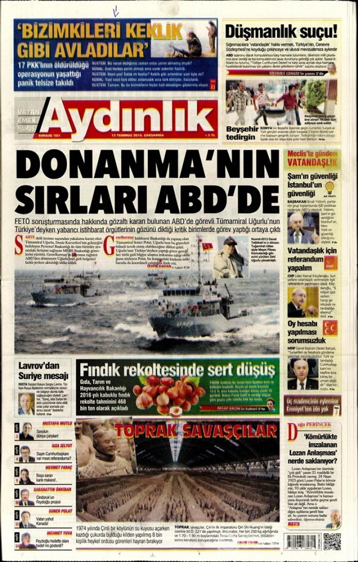 Günün gazete manşetleri - 13 Temmuz 2016