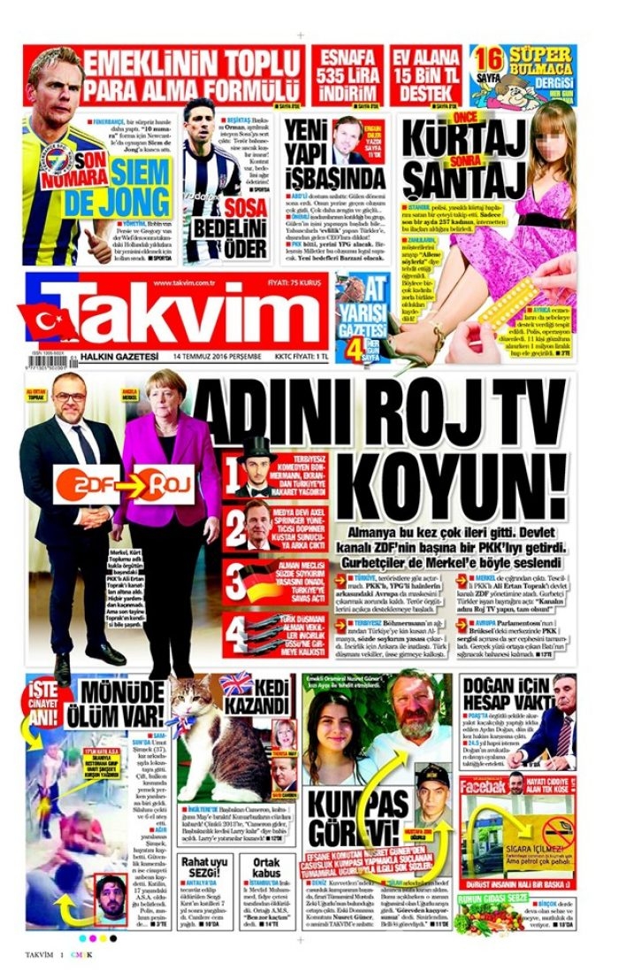 Günün gazete manşetleri 14 Temmuz 2016