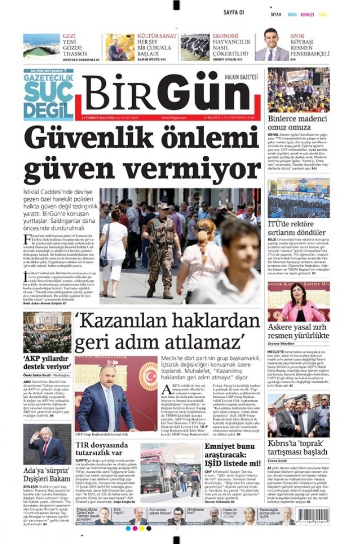Günün gazete manşetleri 15 Temmuz 2016