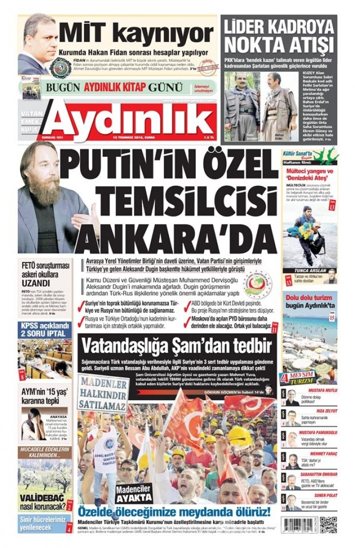Günün gazete manşetleri 15 Temmuz 2016