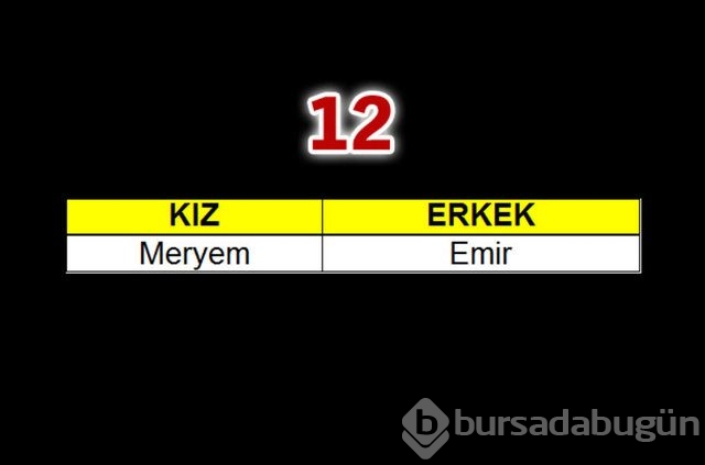 Geçen yılın bebeklerine en çok verilen isimler
