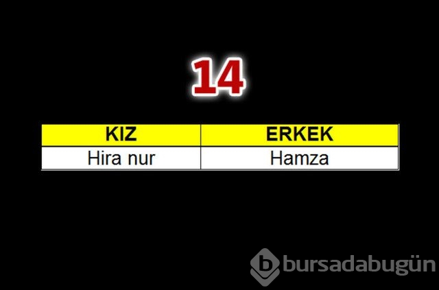 Geçen yılın bebeklerine en çok verilen isimler