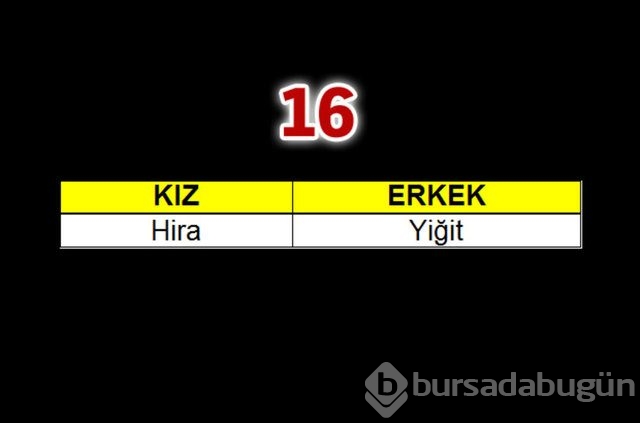 Geçen yılın bebeklerine en çok verilen isimler