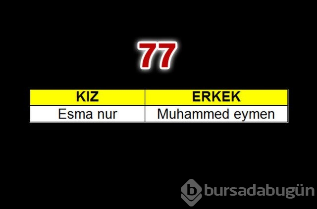 Geçen yılın bebeklerine en çok verilen isimler
