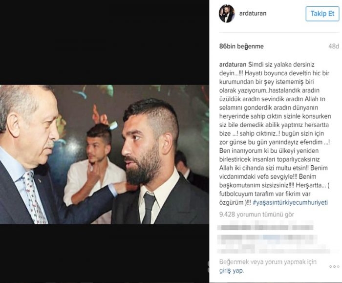 Arda Turan: "Şimdi siz yalaka dersiniz.."