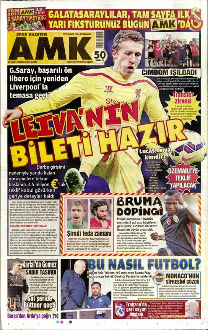 Günün gazete manşetleri 21 Temmuz 2016