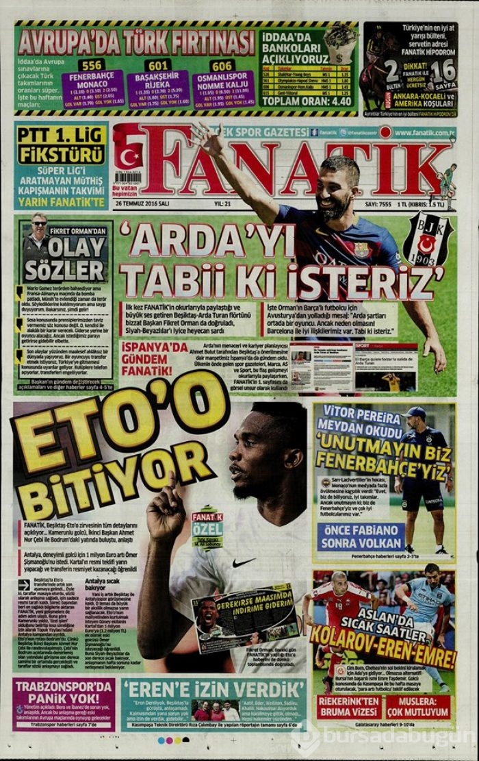 Günün gazete manşetleri 26 Temmuz 2016