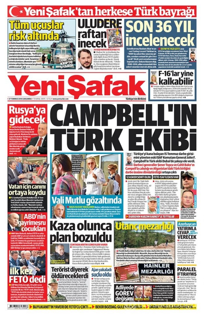 Günün gazete manşetleri 27 Temmuz 2016