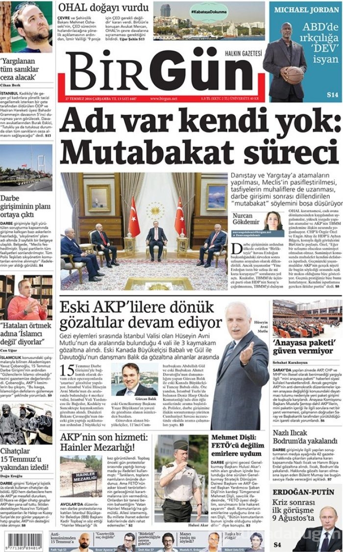 Günün gazete manşetleri 27 Temmuz 2016