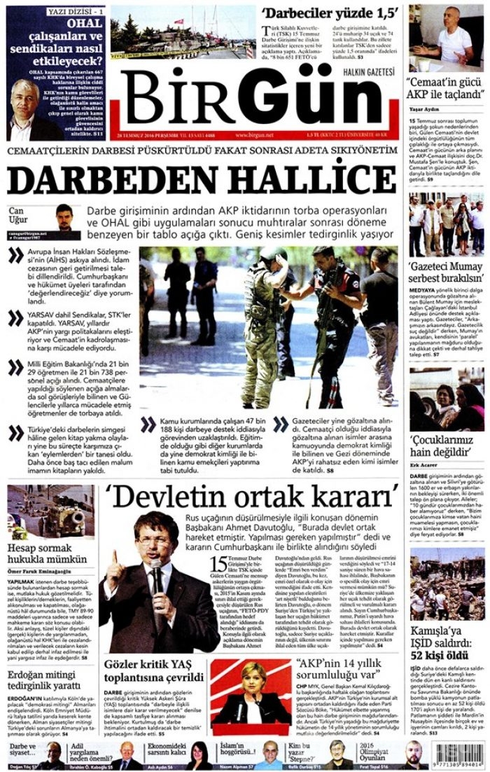 Günün gazete manşetleri 28 Temmuz 2016