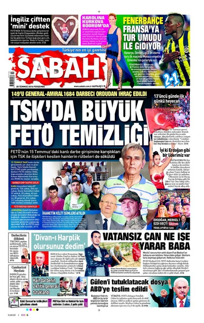 Günün gazete manşetleri 28 Temmuz 2016