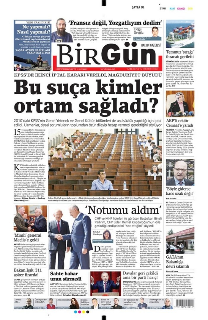 Günün gazete manşetleri 2 Ağustos 2016