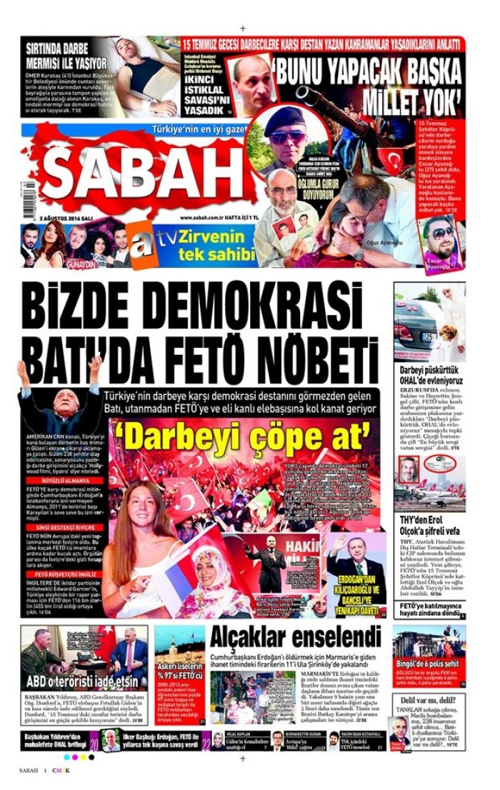 Günün gazete manşetleri 2 Ağustos 2016