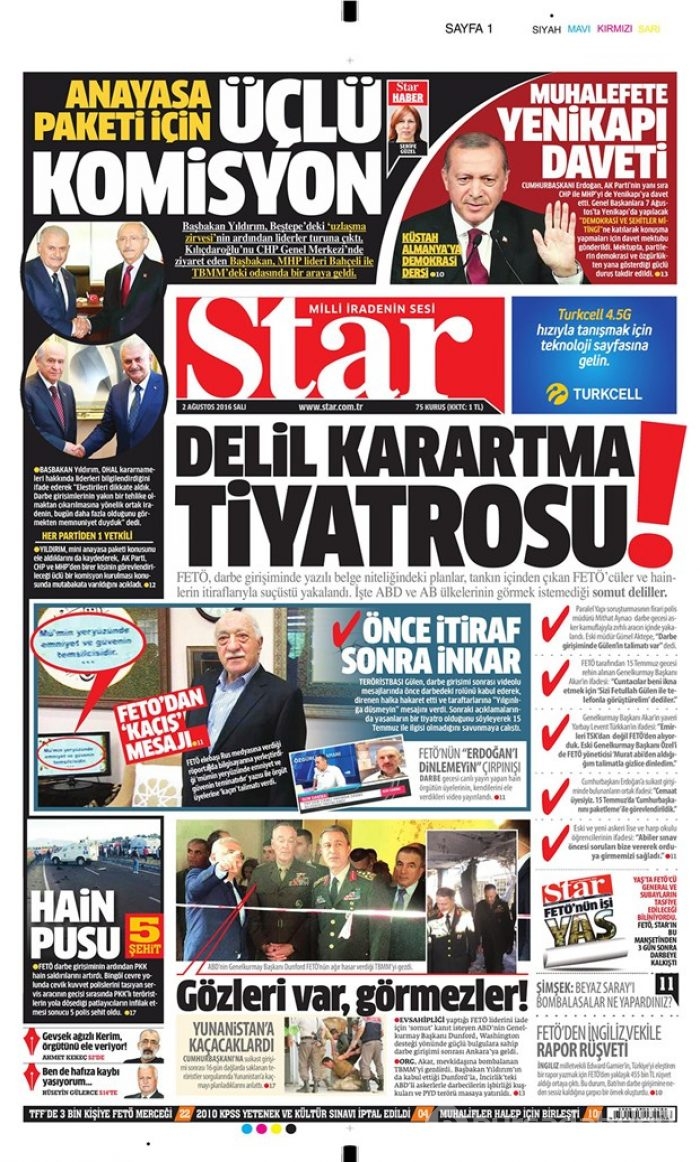 Günün gazete manşetleri 2 Ağustos 2016