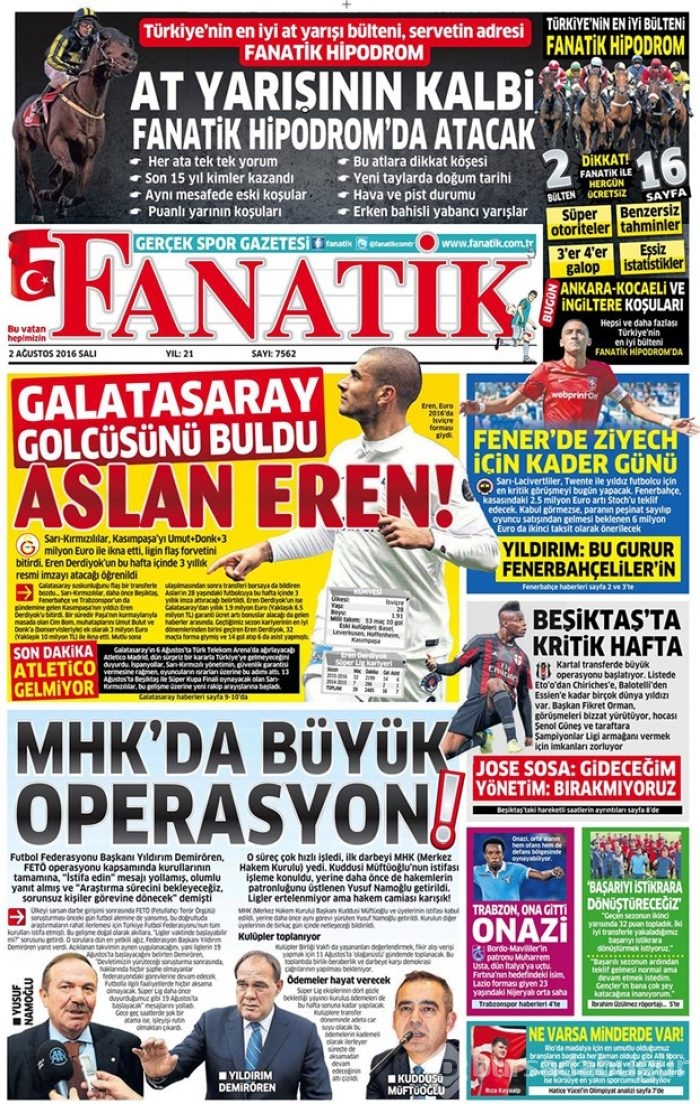 Günün gazete manşetleri 2 Ağustos 2016