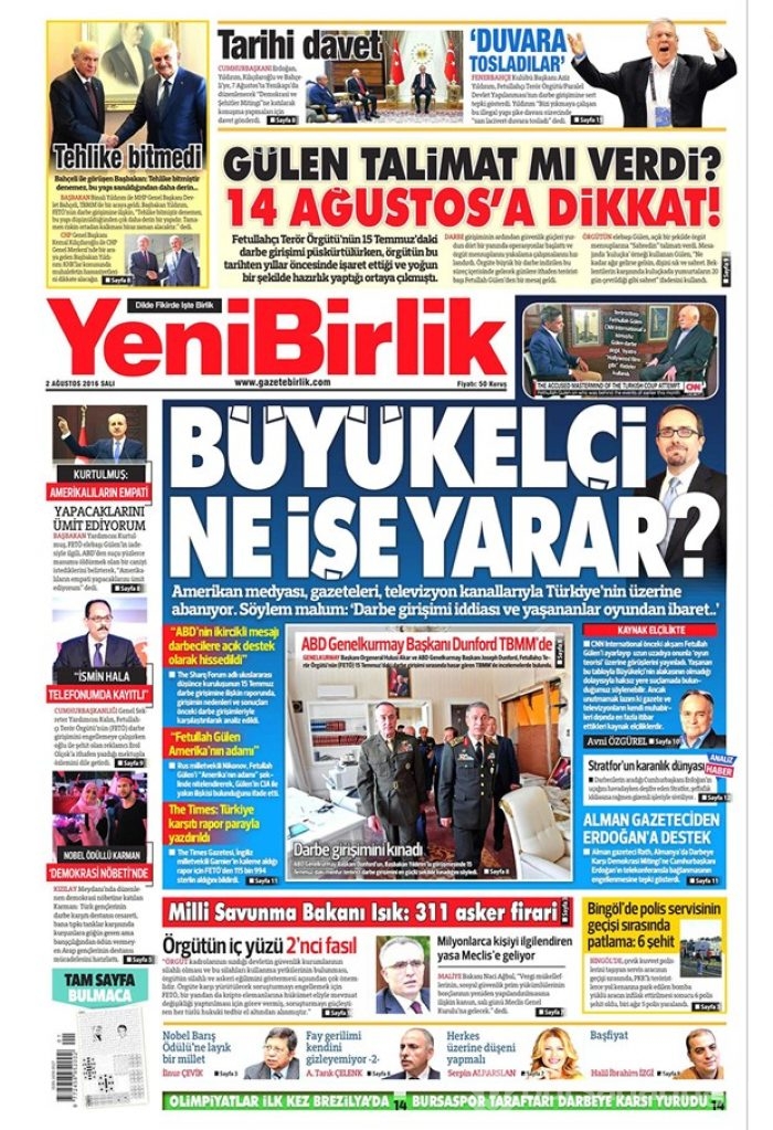 Günün gazete manşetleri 2 Ağustos 2016