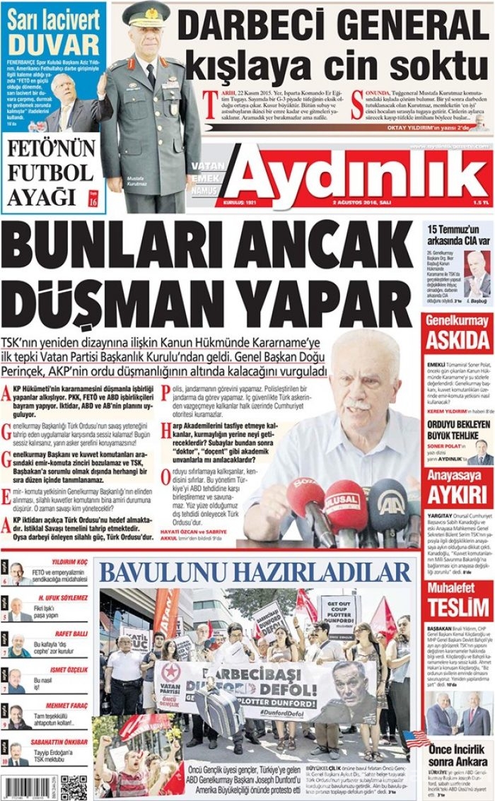 Günün gazete manşetleri 2 Ağustos 2016