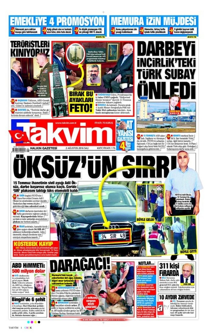Günün gazete manşetleri 2 Ağustos 2016