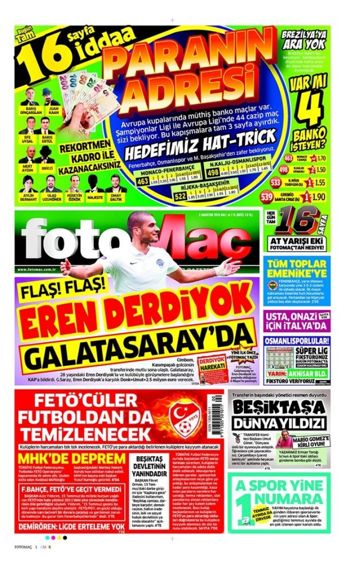 Günün gazete manşetleri 2 Ağustos 2016