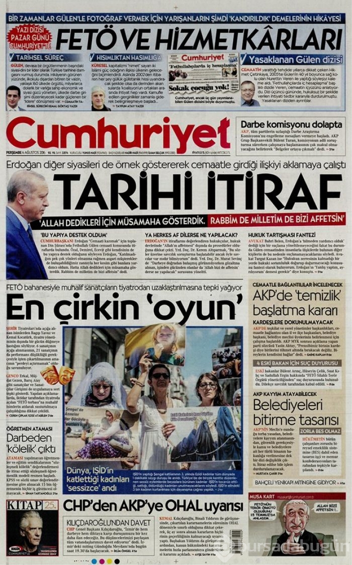 Günün gazete manşetleri 4 Ağustos 2016