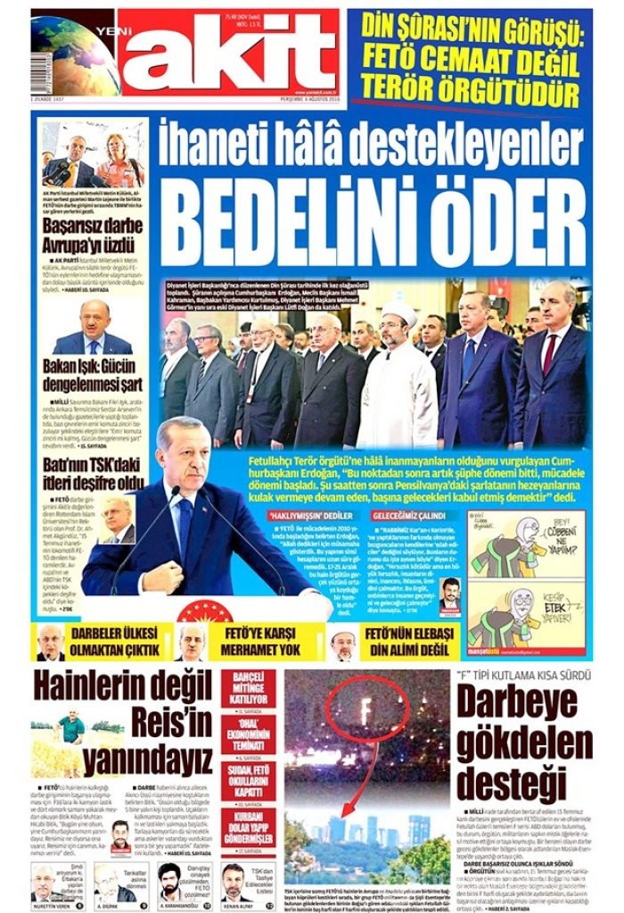 Günün gazete manşetleri 4 Ağustos 2016