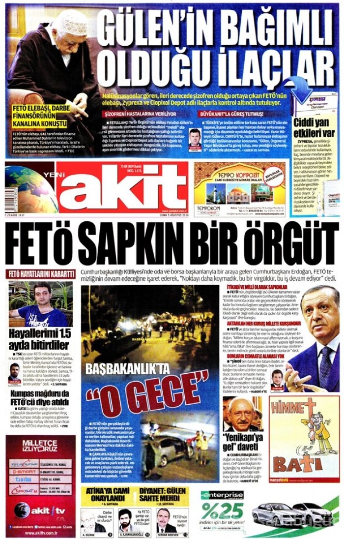 Günün gazete manşetleri 5 Ağustos 2016