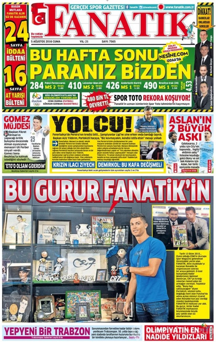 Günün gazete manşetleri 5 Ağustos 2016
