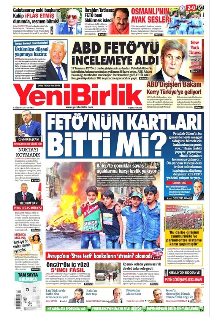 Günün gazete manşetleri 5 Ağustos 2016