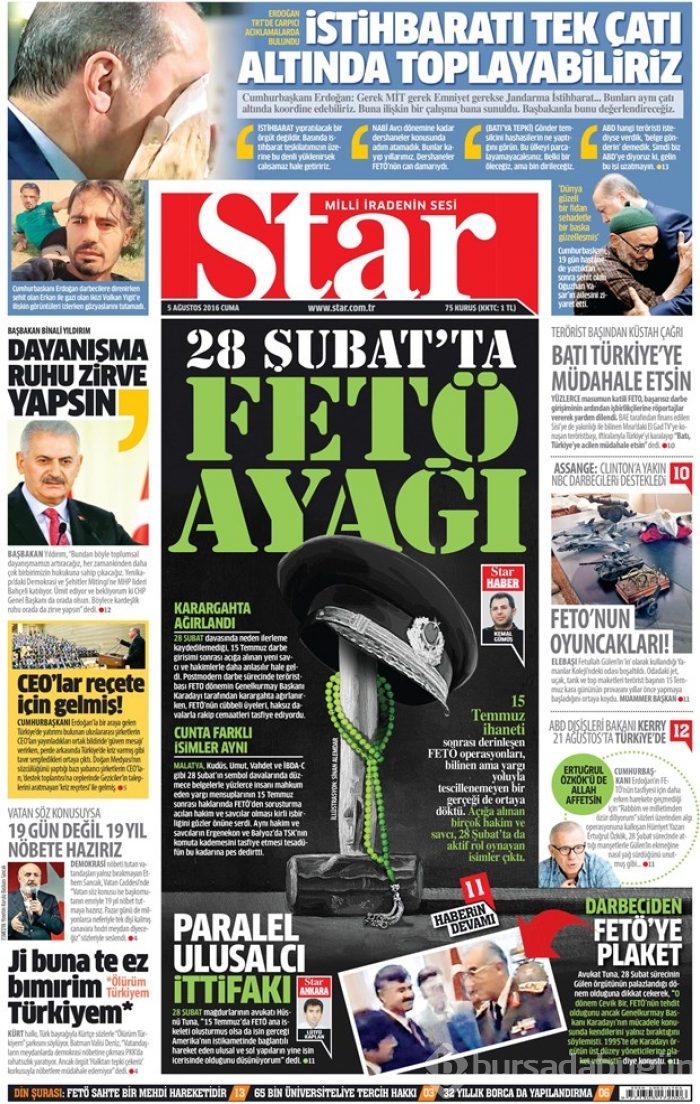 Günün gazete manşetleri 5 Ağustos 2016