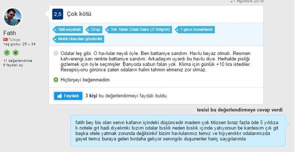Marmaris'teki otelden müşterilere ilginç yanıtlar
