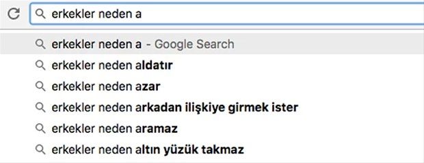 Google'a erkeklerle ilgili sorulan sorular