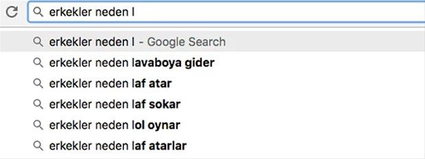 Google'a erkeklerle ilgili sorulan sorular