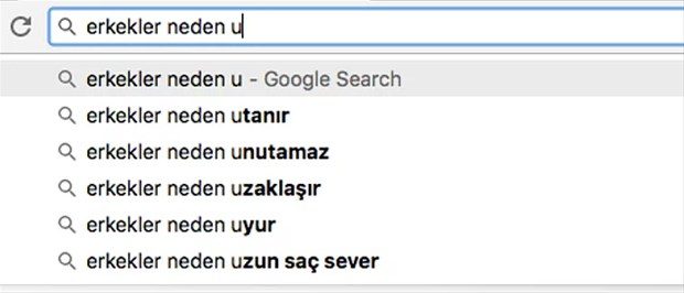 Google'a erkeklerle ilgili sorulan sorular