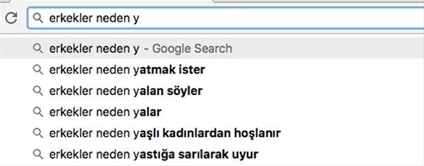 Google'a erkeklerle ilgili sorulan sorular