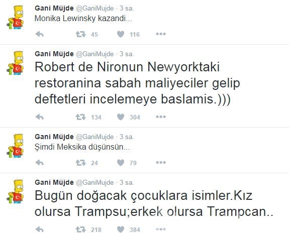 Ünlü isimlerden Donald Trump paylaşımları