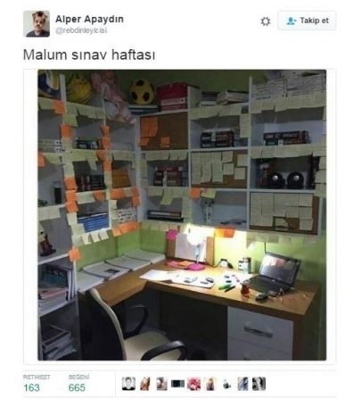 Komik sınav haftası tweet'leri