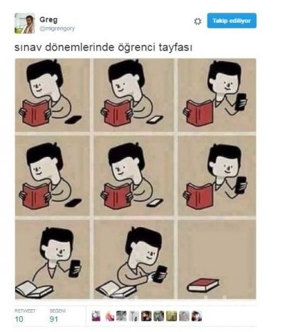 Komik sınav haftası tweet'leri