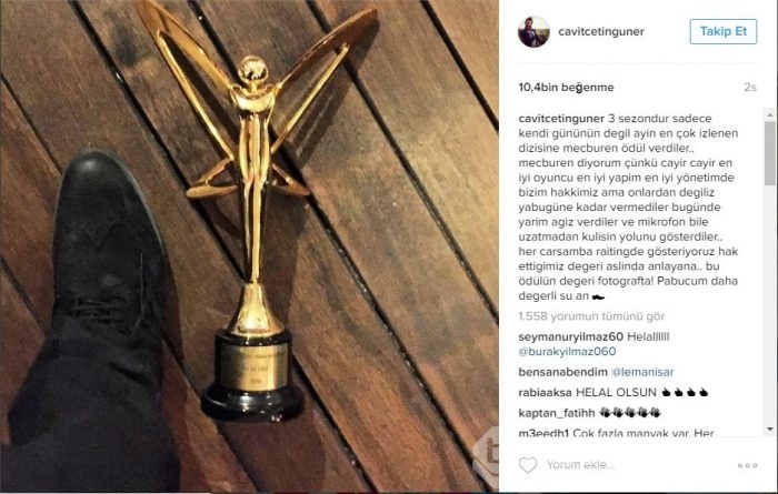 Diriliş Ertuğrul oyuncusu ödülü yere attı olay kare